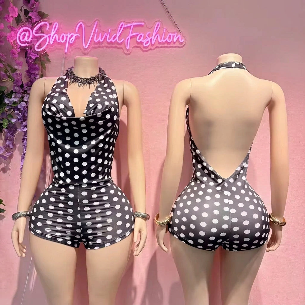 Black Polka Dot Romper